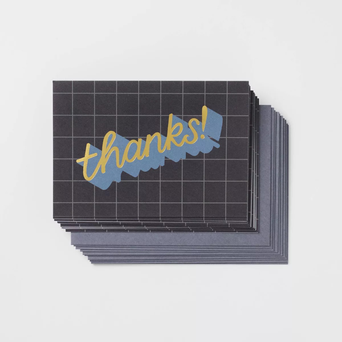 10ct Thanks! Grid Cards - Spritz™: Geometric Thank You Notes with Envelopes, Foil Accents, Clas... | Target