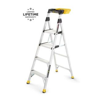5.5 ft. Aluminum Dual Platform Heavy-Duty Ladder with Project Bucket(10 ft. Reach), 300 lb. Capac... | The Home Depot