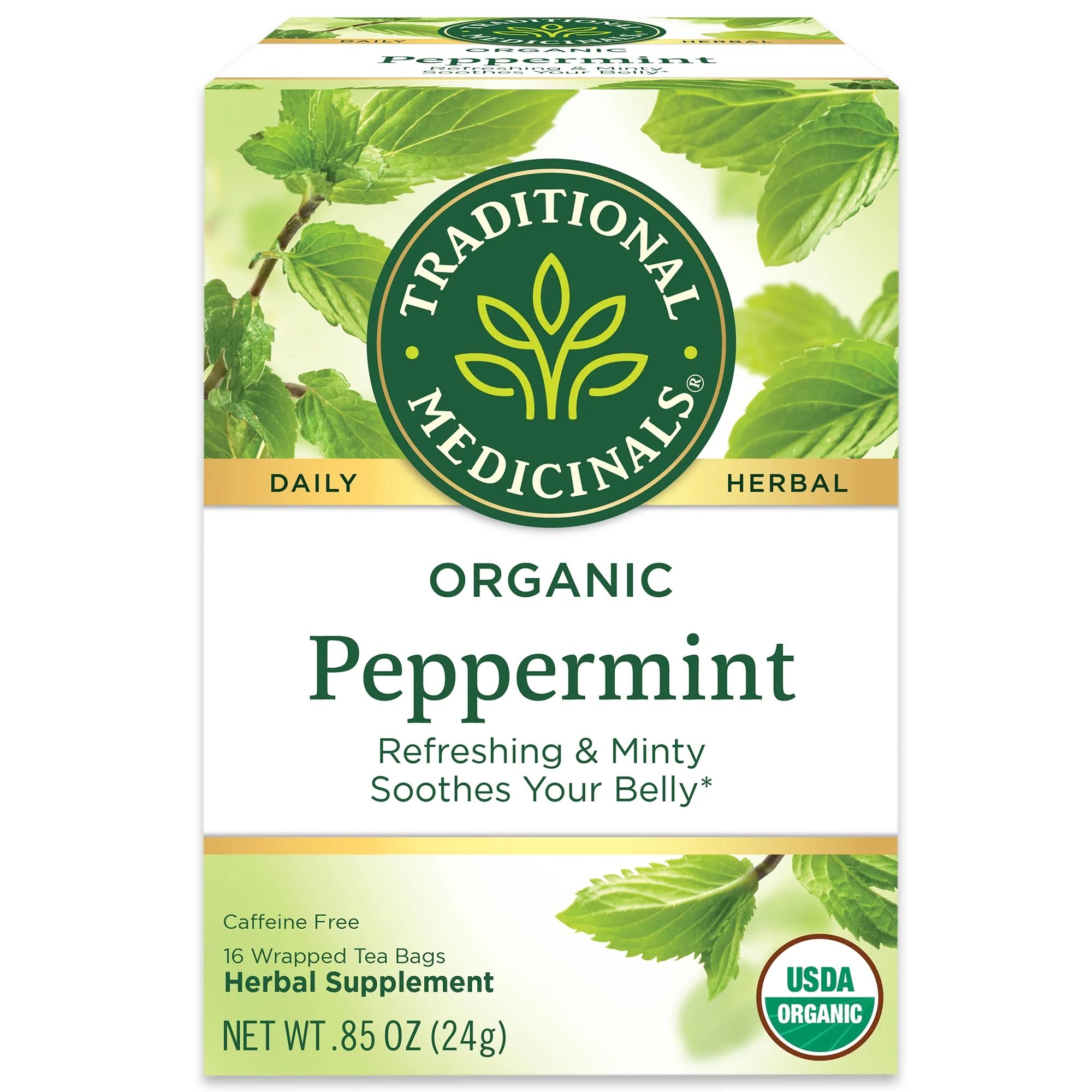 Traditional Medicinals Organic Peppermint Herbal Tea Bags, 16 Ct | Walmart (US)