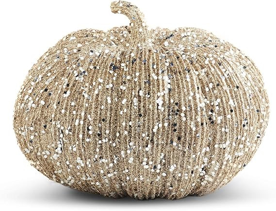 K&K Interiors 40610C 8 Inch Champagne Glitter Pumpkin | Amazon (US)