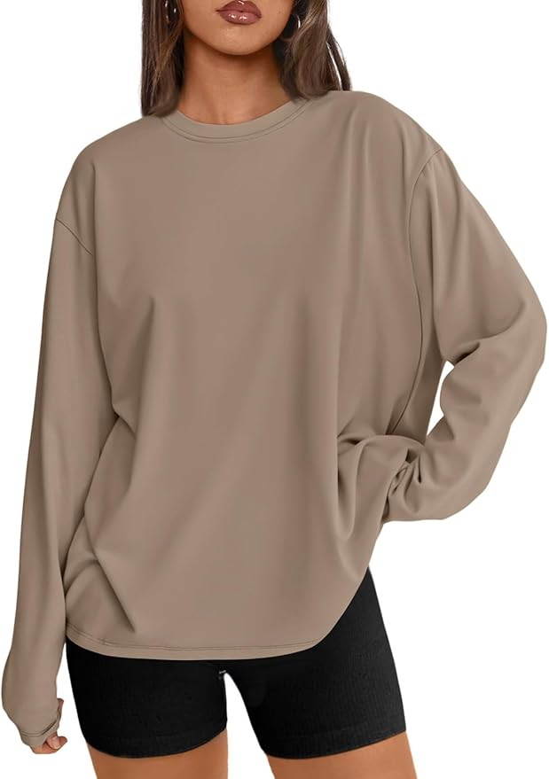 Trendy Queen Womens Oversized Long Sleeve Shirts Fall Tops 2026 Basic Tees | Amazon (US)