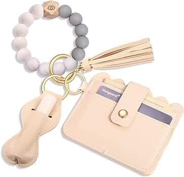 BVGA Wristlet Keychain Bracelet Wallet, Silicone Bead keyring Bangle for Women | Amazon (US)