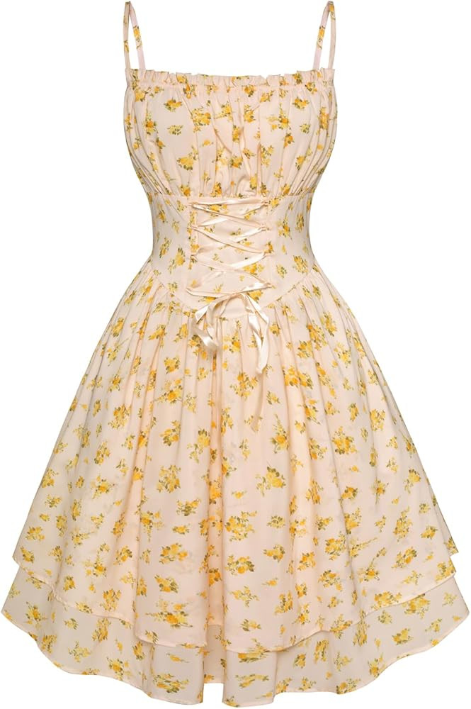 Scarlet Darkness Summer Sundress for Women Floral Sleeveless Spaghetti Strap Dress | Amazon (US)