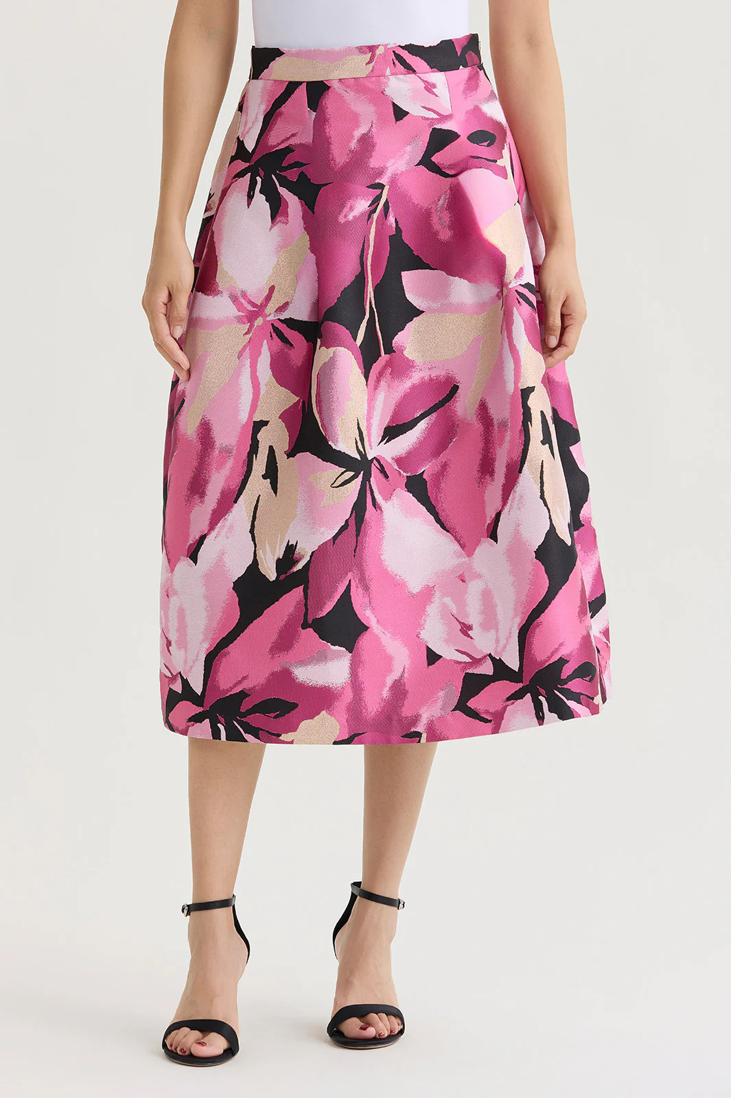 Family Savvy Shimmer Lined Woven Midi Skirt | Ming Wang