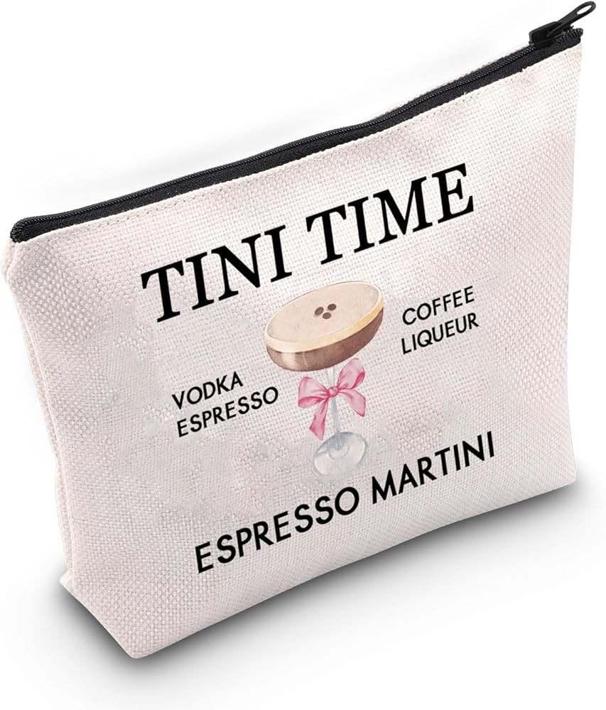 TSOTMO Espresso Martini Makeup Bag Tini Time Gift Cocktail Alcohol Martini Gift Martini Lovers Zi... | Amazon (US)