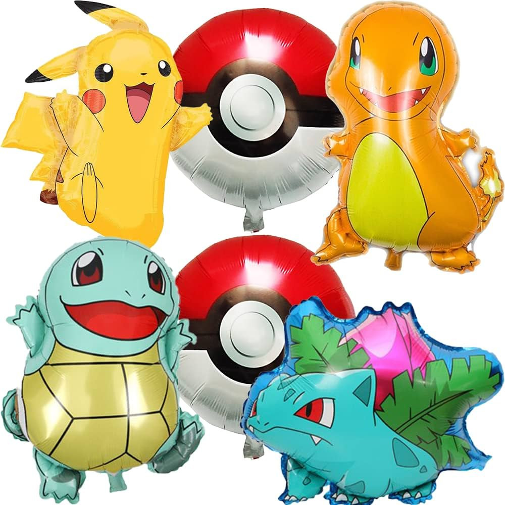 Combo 6PC Pikachu FOIL Balloon Party Supplies Favor Decorations Theme IDEA Fun Celebration Happy ... | Amazon (US)