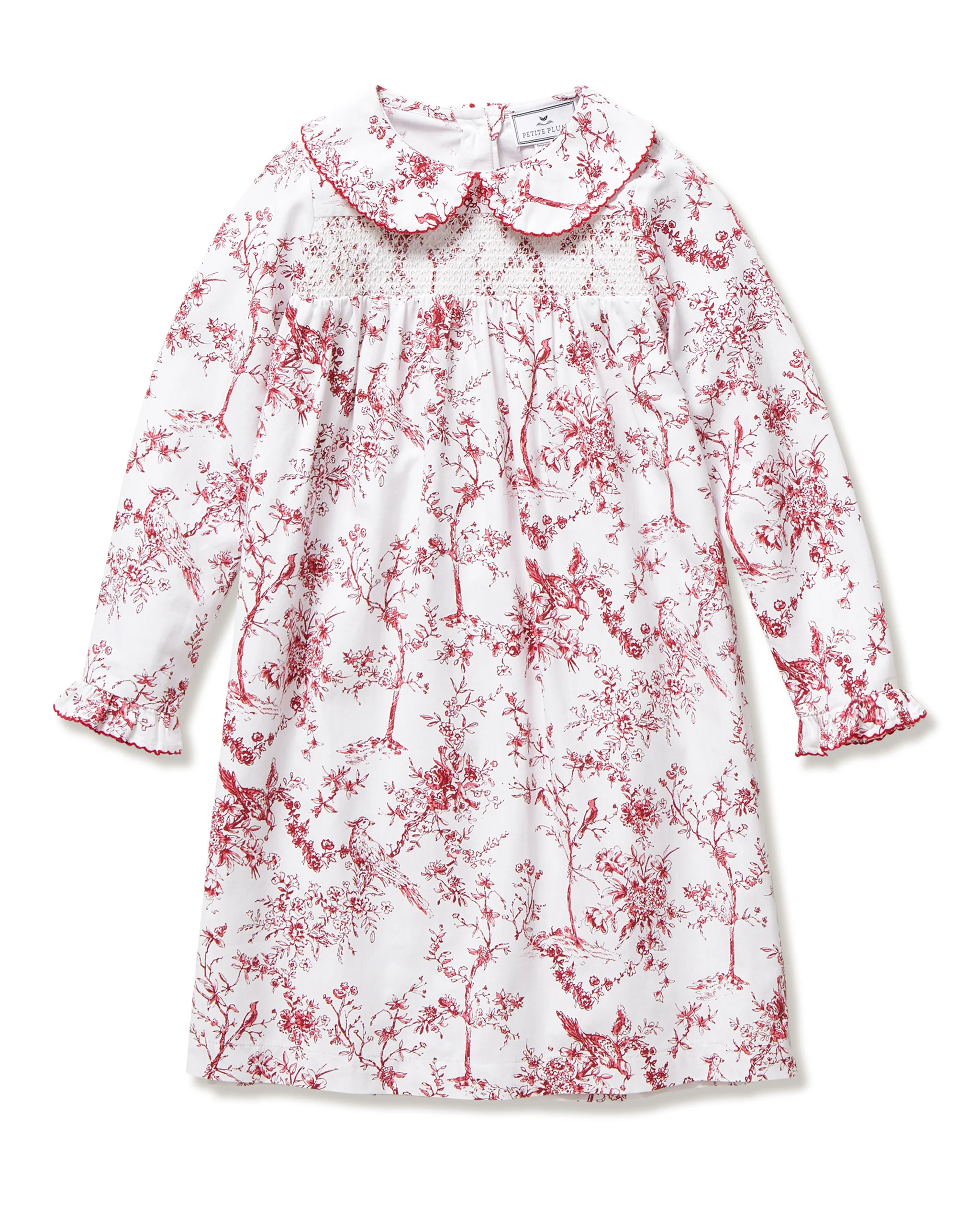 Girl's Twill Eloise Nightgown in Red Timeless Toile | Petite Plume