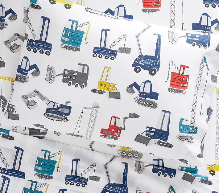 Organic Jax Construction Toddler Sheet Set, Toddler, Multi | Pottery Barn Kids