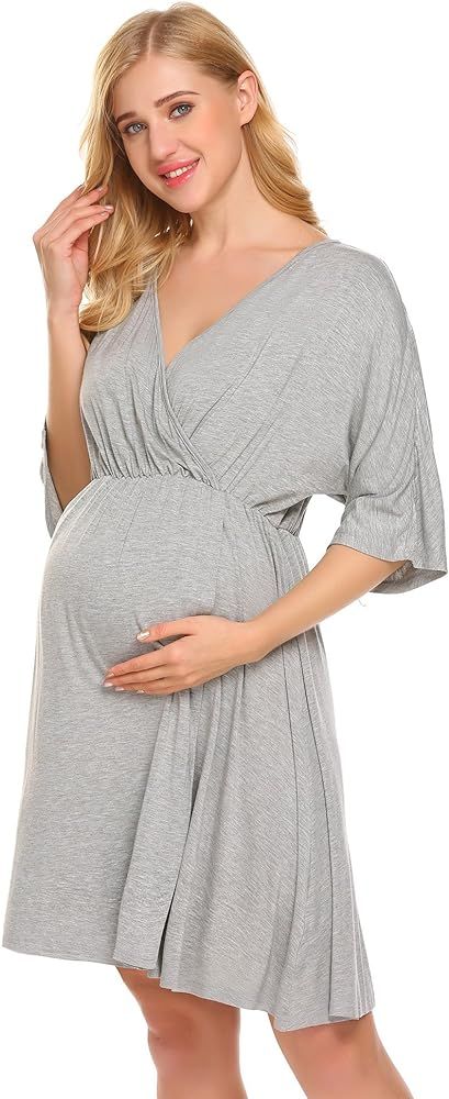 Ekouaer Women's Maternity Dress Nursing Nightgown for Breastfeeding 3 in 1 Labor Delivery Robe - ... | Amazon (US)