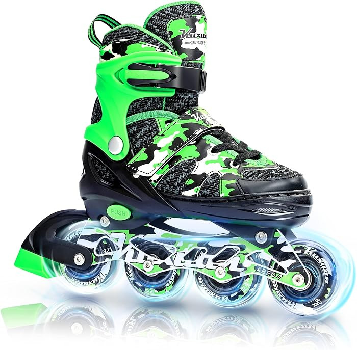 Kuxuan Boys Adjustable Inline Skates with Light up Wheels, Fun Illuminating Skates for Kids Girls... | Amazon (US)