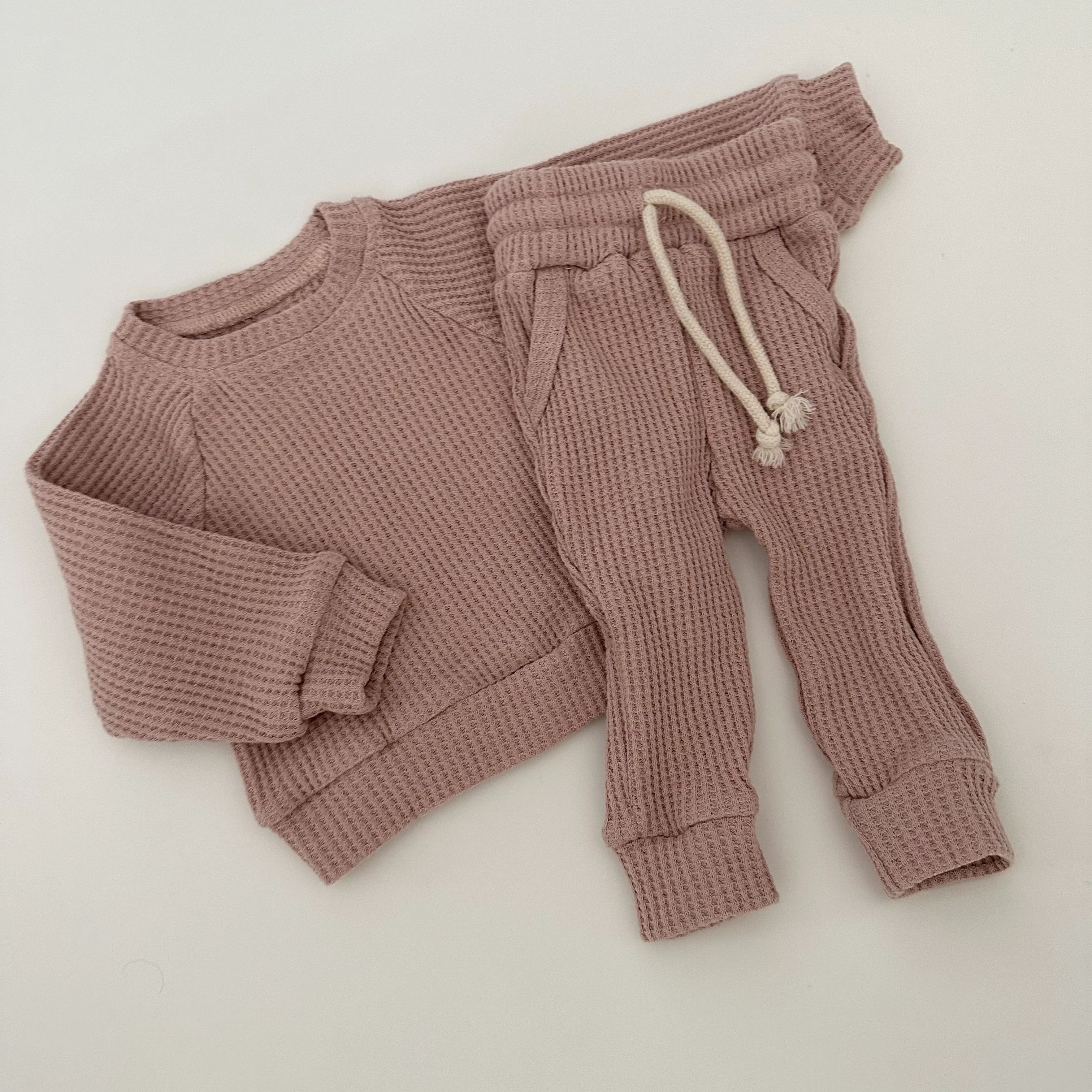 Waffle Jogger Set in Mauve | Winnie and Crew