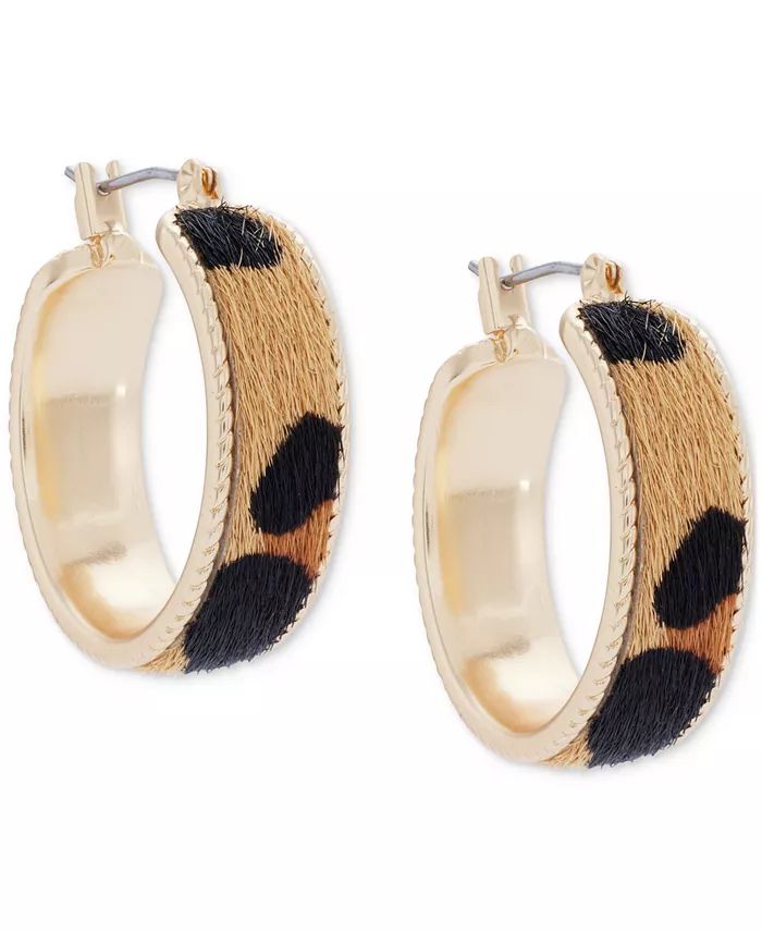 Gold-Tone Cheetah Print Small Hoop Earrings, 1" | Macy's