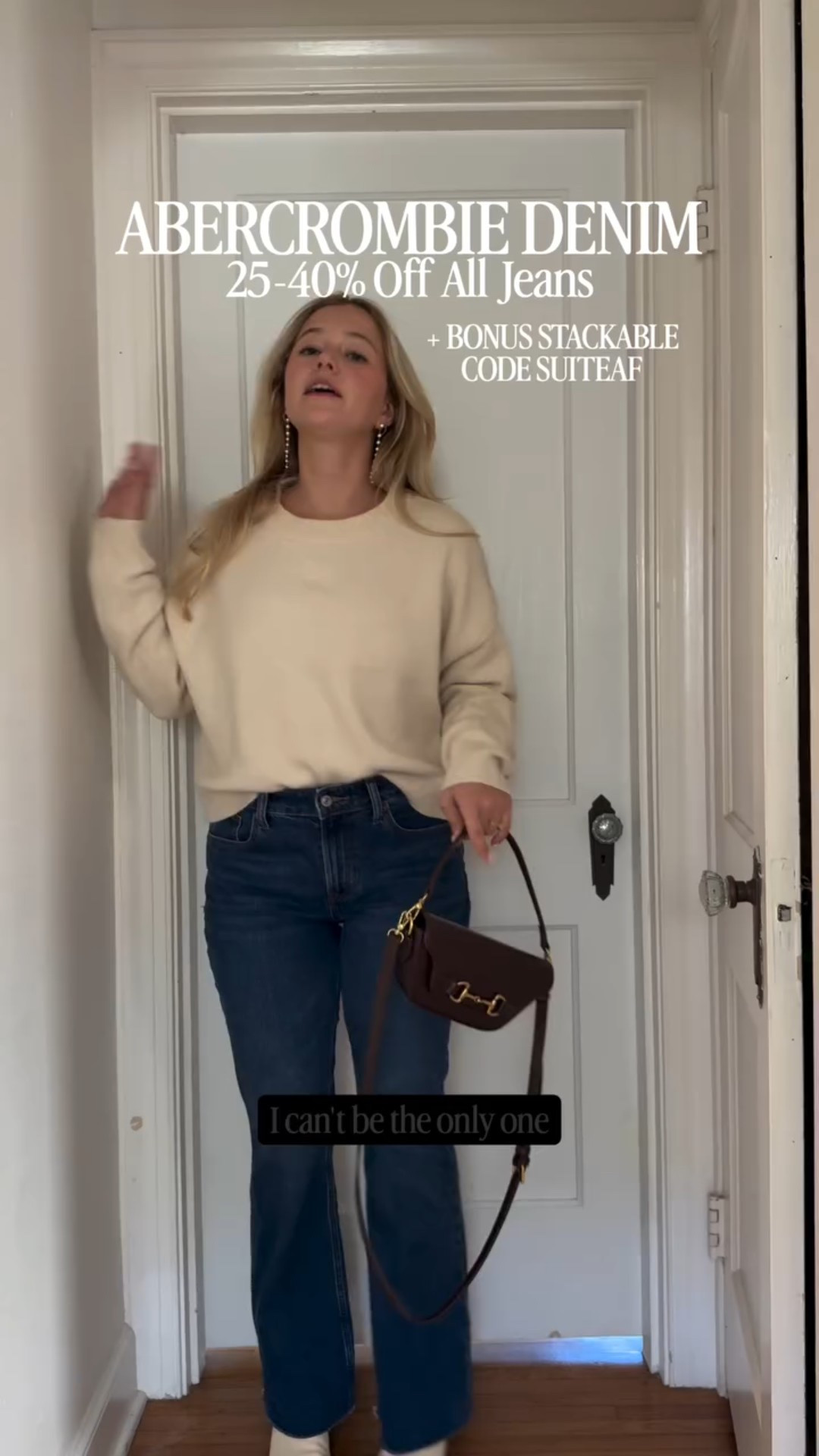 the viral @abercrombie denim sale is here 🤍 sharing two pairs i’ve been loving lately #AbercrombiePartner 👖

save 25–40% off all jeans* + 20% off almost everything else 🤩 and use stackable code SUITEAF for an extra 15% off almost everything*. shop my link in bio before it ends!

.
.
*Offer valid in stores and online January 29, 2026 to February 2, 2026 in US/CA. Excludes clearance. Online price reflects discount.
**Offer valid in stores and online January 29, 2026 to February 2, 2026 in US/CA. Exclusions apply as indicated. Online price reflects discount.
***Use code SUITEAF to get an additional 15% off almost everything in stores and online at checkout from January 29, 2026 to February 2, 2026 in US/CA. Exclusions apply. See details online.