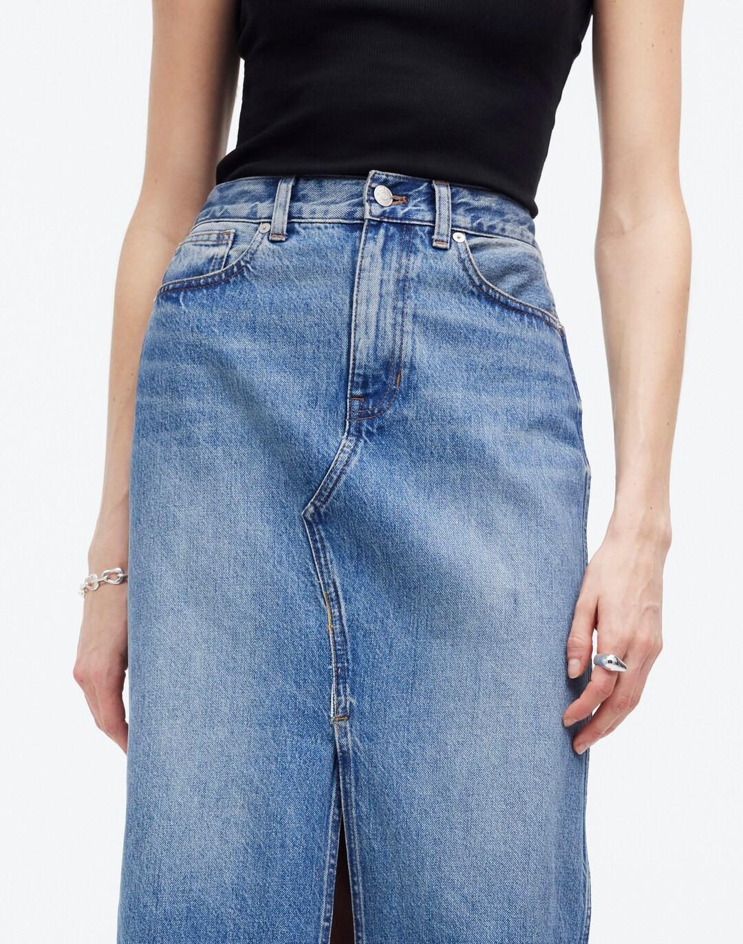 The Rilee Denim Midi Skirt | Madewell
