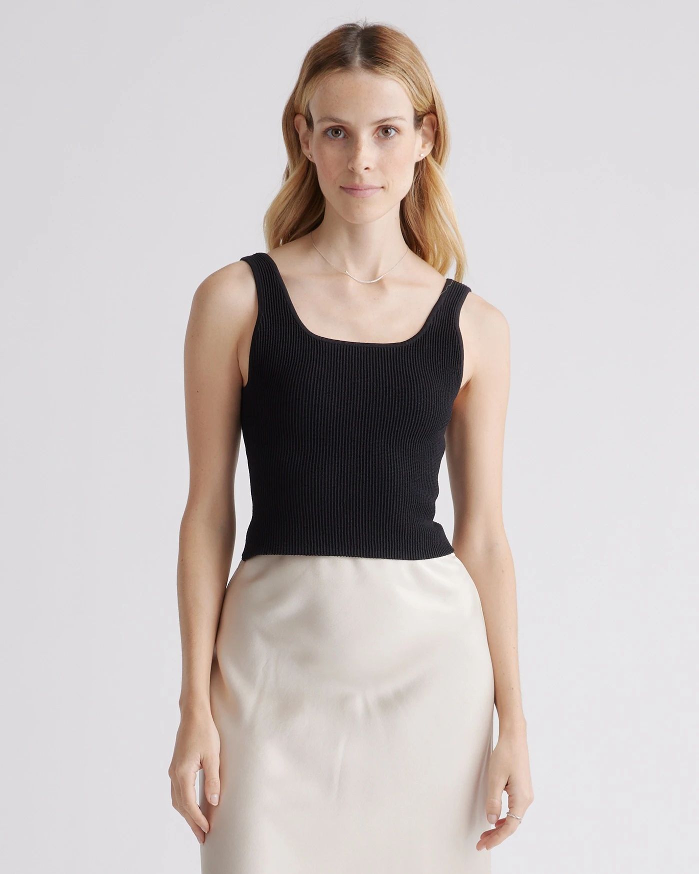 Cropped Square Neck Ribbed Knit Tank | Quince