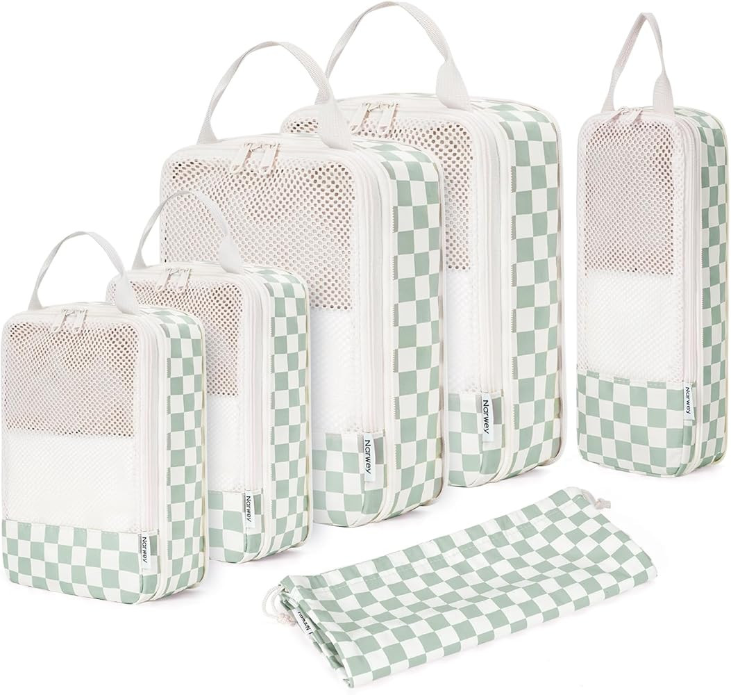 Narwey 6 Set/5 Set Compression Packing Cubes for Travel Kids Women Carry on, Packing Organizers B... | Amazon (US)