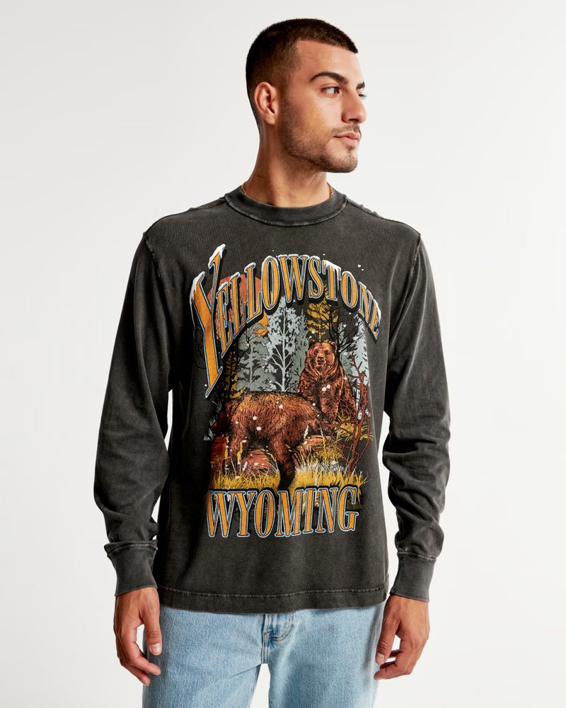 Long-Sleeve Yellowstone Graphic Tee | Abercrombie & Fitch (US)