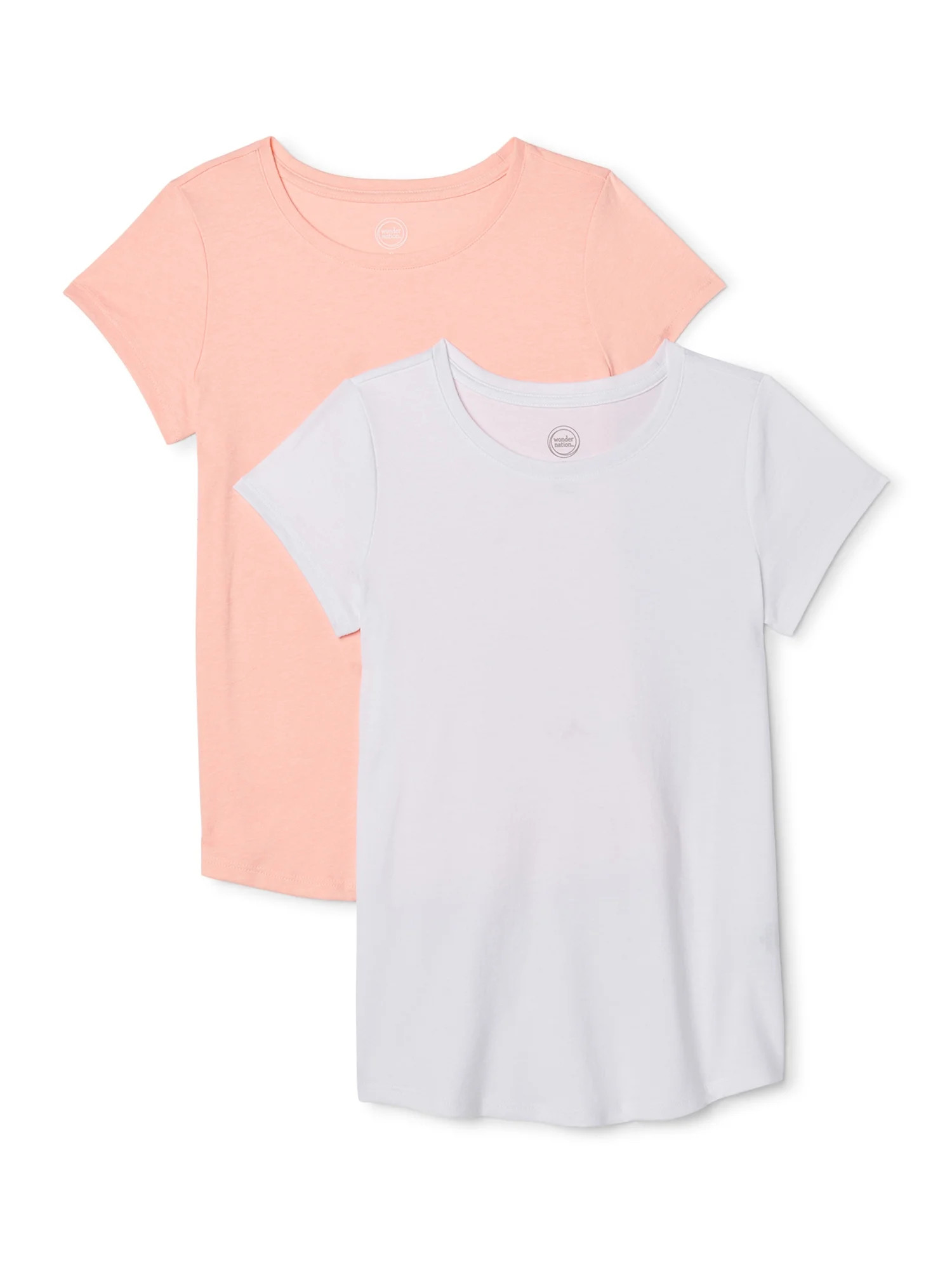 Wonder Nation Girls 4-18 & Plus Kid Tough Crew Neck T-Shirts, 2-Pack | Walmart (US)
