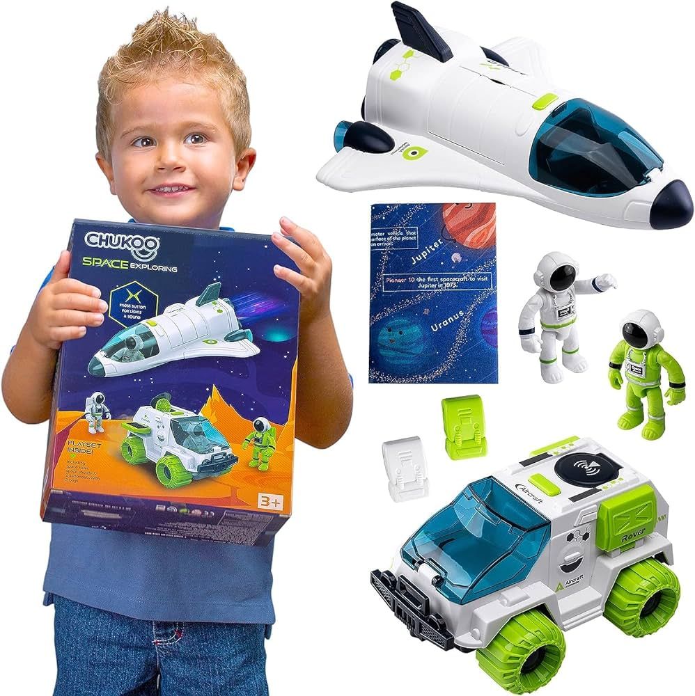 CHUKOO Space Toys for Kids 3 4 5 6 7 8, Rocket Ship Toys for Kids with Solar System mat, Space Sh... | Amazon (US)