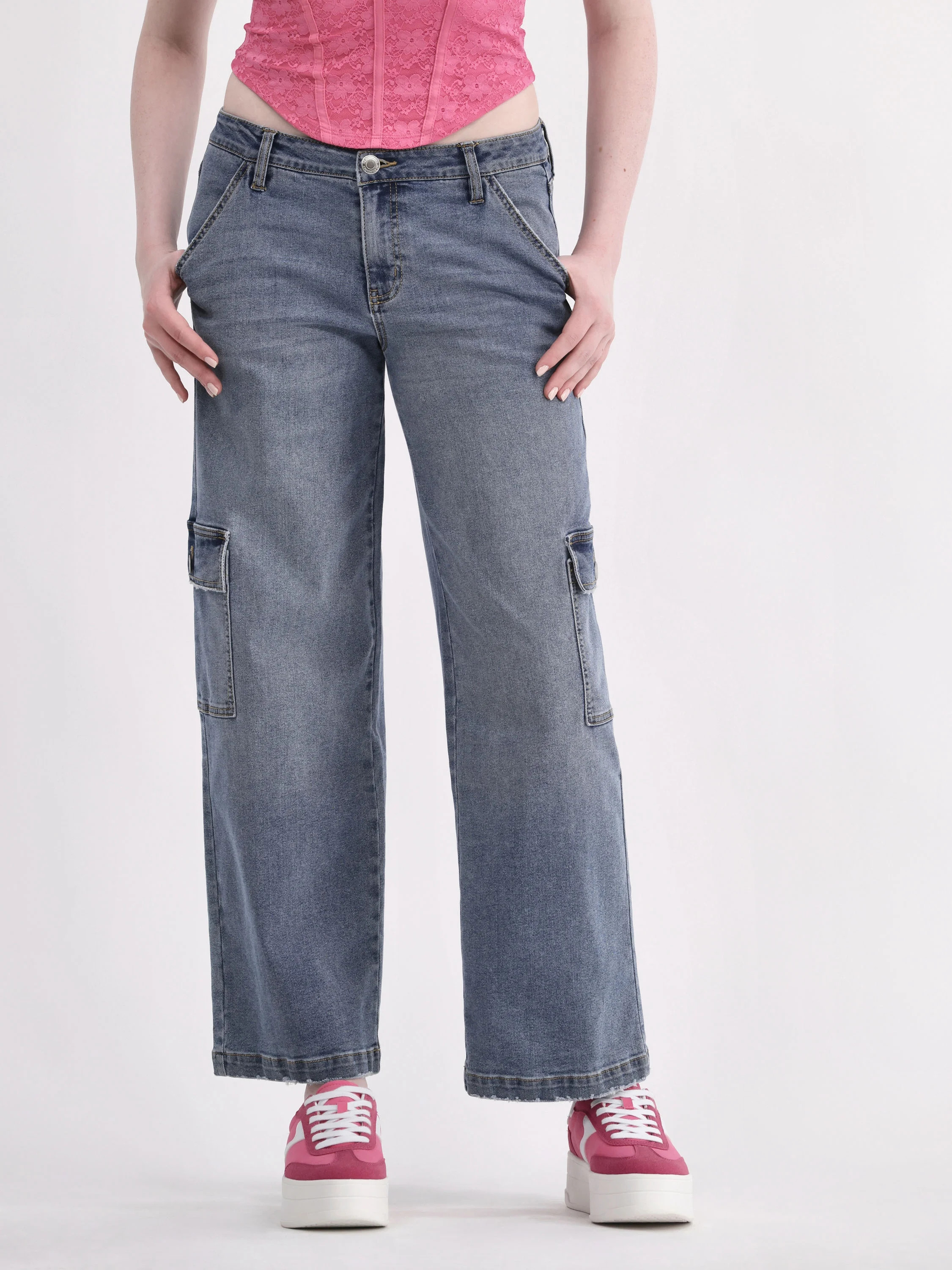 No Boundaries Cargo Slouchy Straight Leg Jeans, 32” Inseam; Women's and Women’s Plus - Walmar... | Walmart (US)