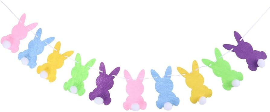 BinaryABC Easter Bunny Rabbit Banner Bunting Garland, Easter Decorations (Colorful Bunny) | Amazon (US)