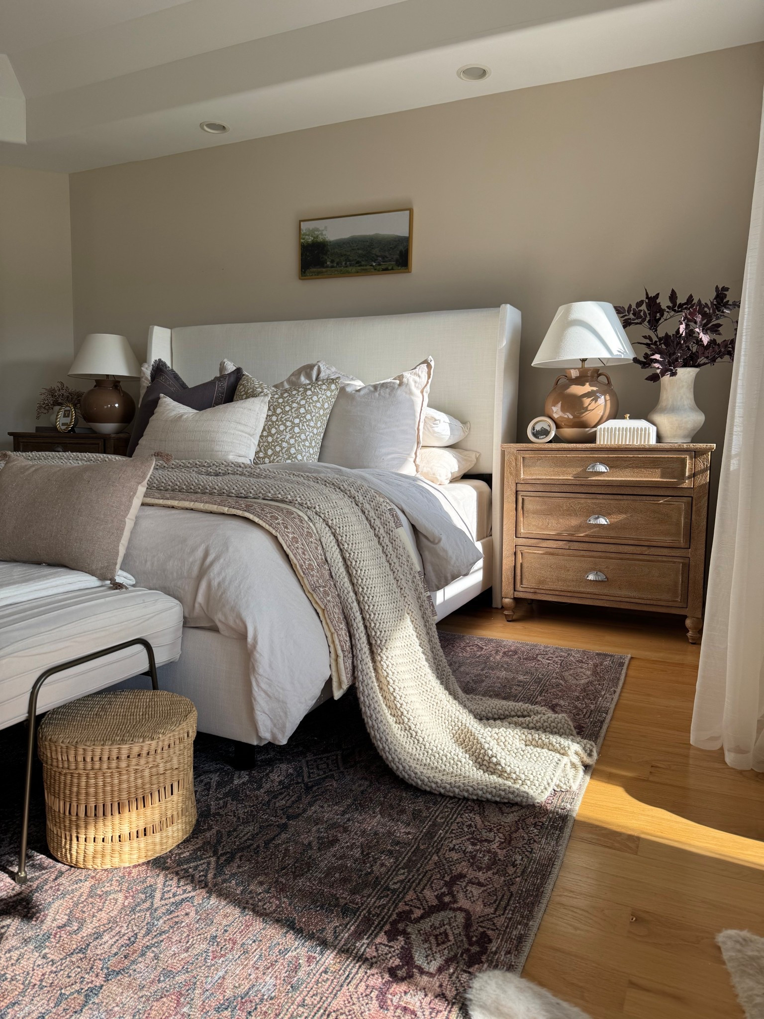 Earthy, neutral bedroom views! Our bedroom is a mix of high end and affordable finds! 

Bedroom, bedding, mcgee and co, target, target style, pottery barn, wayfair, rug, loloi rug, bench, amazon, walmart, lamp, quilt, bedding, quince, euro pillows, earthy, neutral, bedroom inspo, 

#LTKHome #LTKSaleAlert #LTKSeasonal