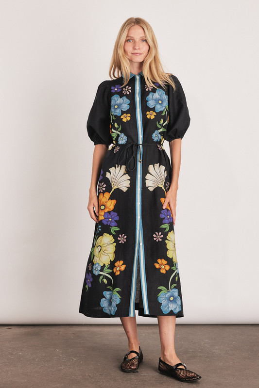 Fleur Puff Sleeve Dress in Black | Bohemian Traders