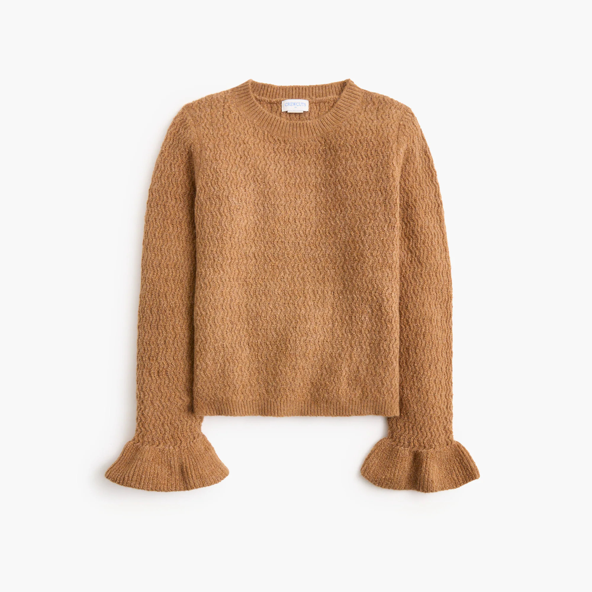 Girls' cotton soft ruffle-cuff crewneck sweater | J.Crew Factory