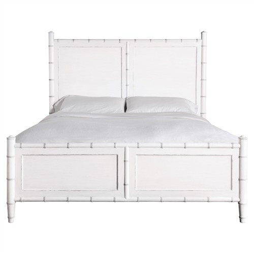Sharise Coastal Beach White Wood Bed - King | Kathy Kuo Home