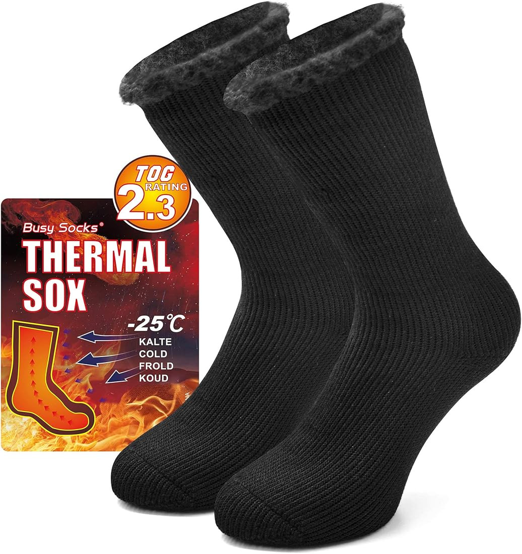 Busy Socks Winter Warm Thermal Socks for Men Women, Extra Thick Insulated Heated Crew Boot Socks ... | Amazon (US)