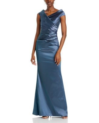 Teri Jon by Rickie Freeman Ruched Cape Neck Gown  | Bloomingdale's Women | Bloomingdale's (US)