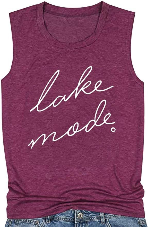 FAYALEQ Lake Mode Tank Tops Women Lake Life Summer Vacation Funny Vest Tees Camping Casual Tanks ... | Amazon (US)