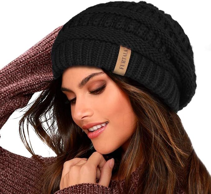 FURTALK Knit Beanie Hats for Women Men Fleece Lined Ski Skull Cap Slouchy Winter Hat | Amazon (US)