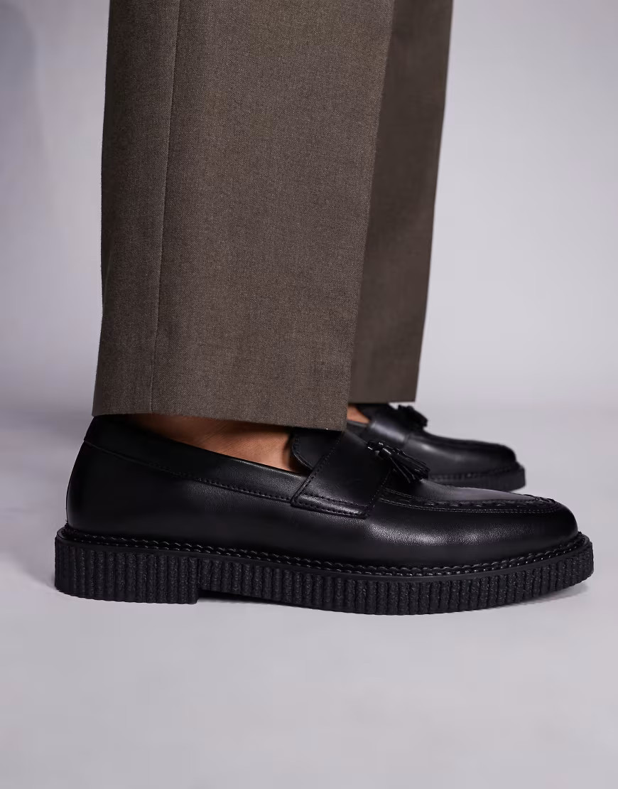 ASOS DESIGN creeper loafers in black leather | ASOS (Global)
