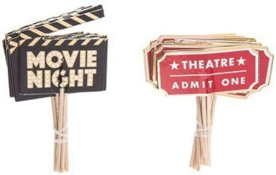 Movie Night Cupcake Toppers Food Picks Movie Night Party Toppers Pack of 24 | Amazon (US)