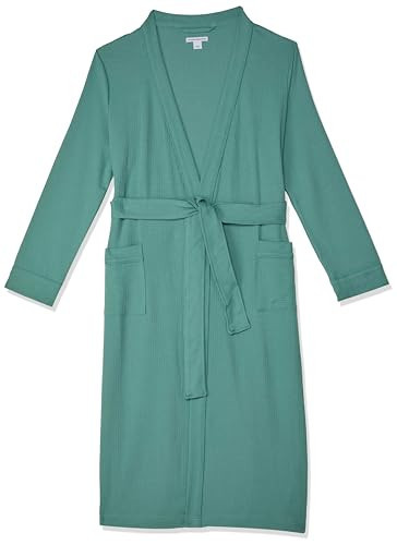 Amazon Essentials Women's Lightweight Waffle Full-Length Bath Robe (Available in Plus Size), Teal Blue, Small | Amazon (US)
