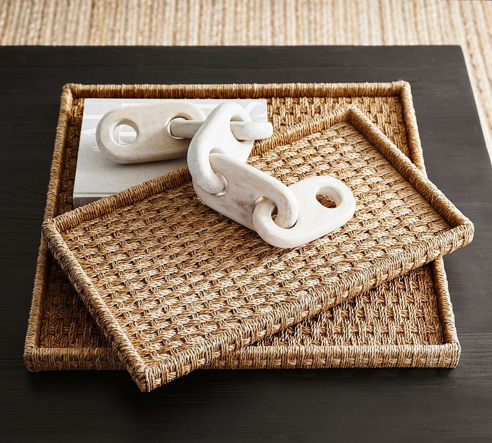 Amaya Handwoven Twisted Seagrass Tray | Pottery Barn (US)