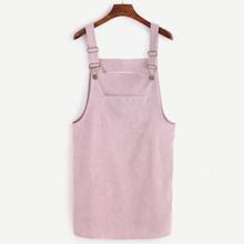 Plus Plain Corduroy Pinafore Dress | ROMWE