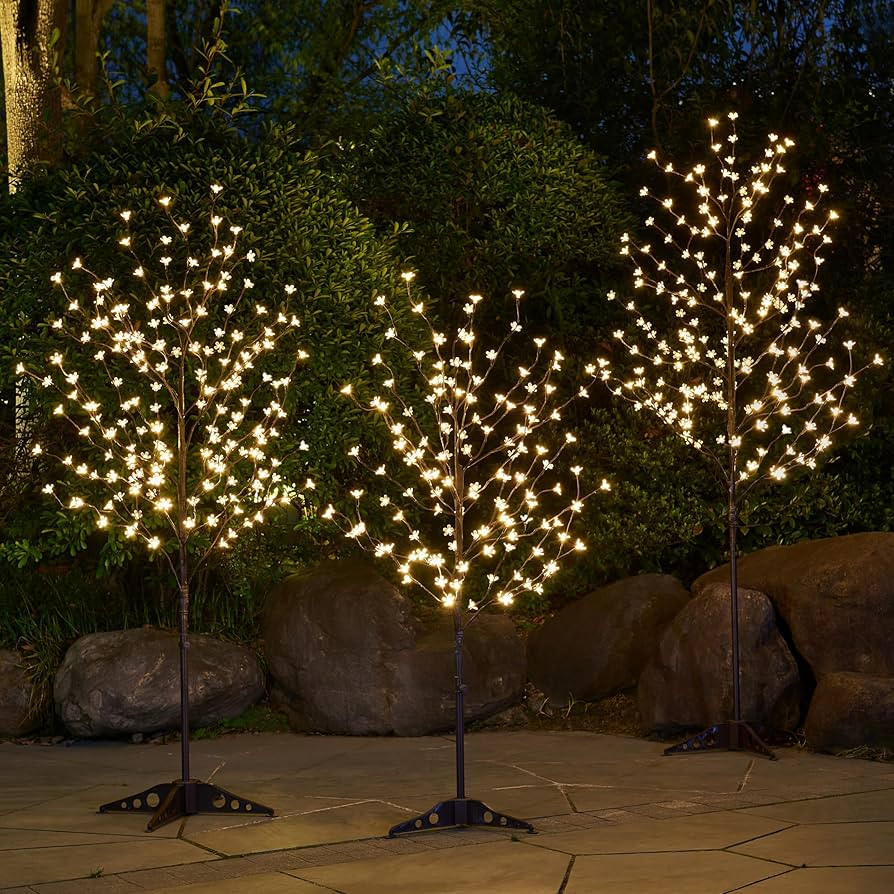Lightshare LED Lighted Cherry Blossom Tree, 4FT, 5FT and 6FT, Warm White, Pack of 3, Decorate Hom... | Amazon (US)