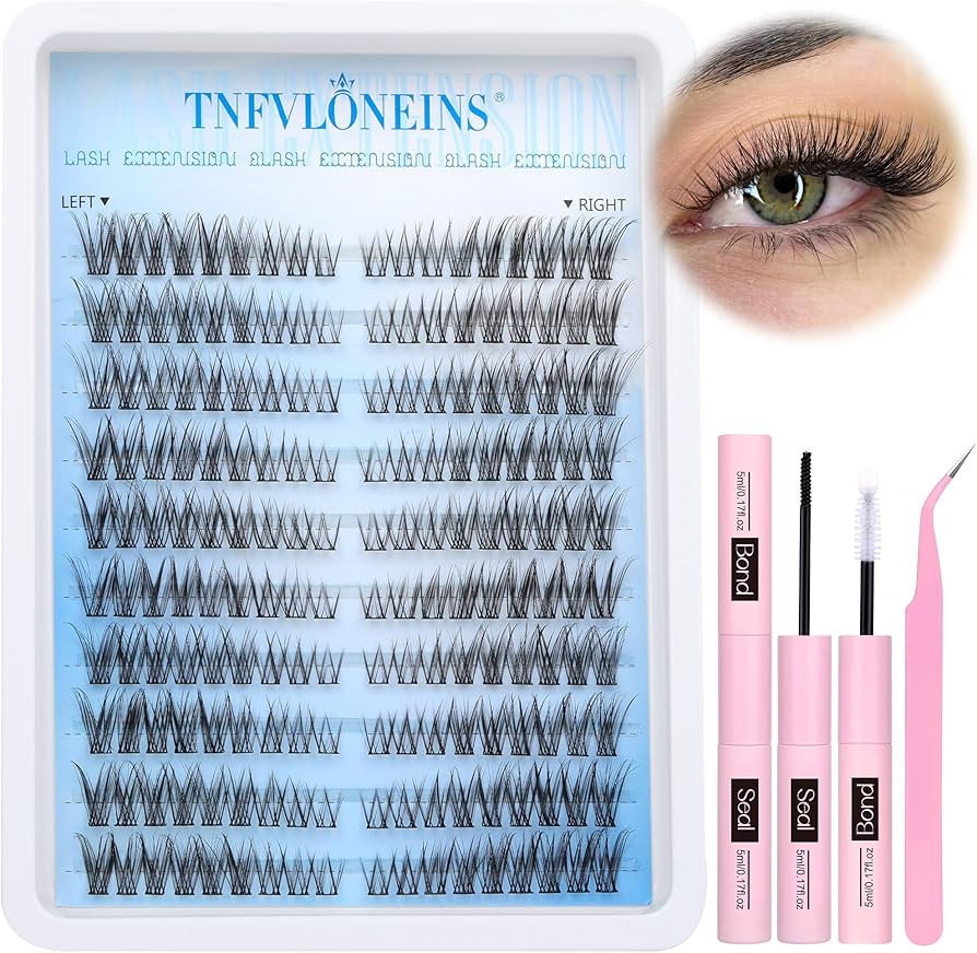 TNFVLONEINS Wispy Lash Extension Kit Left&Right Eyelash Extension Kit Natural Lash Clusters Kit 1... | Amazon (US)