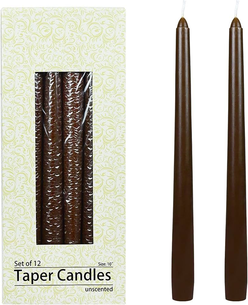 Zest Candle 12-Piece Taper Candles, 10-Inch, Brown | Amazon (US)