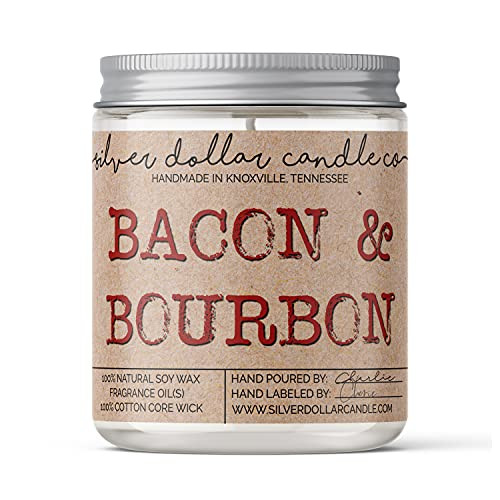 8oz Bacon & Bourbon Man Candle Hand poured 100% Soy Wax Scented Candle by Silver Dollar Candle Co. - | Amazon (US)