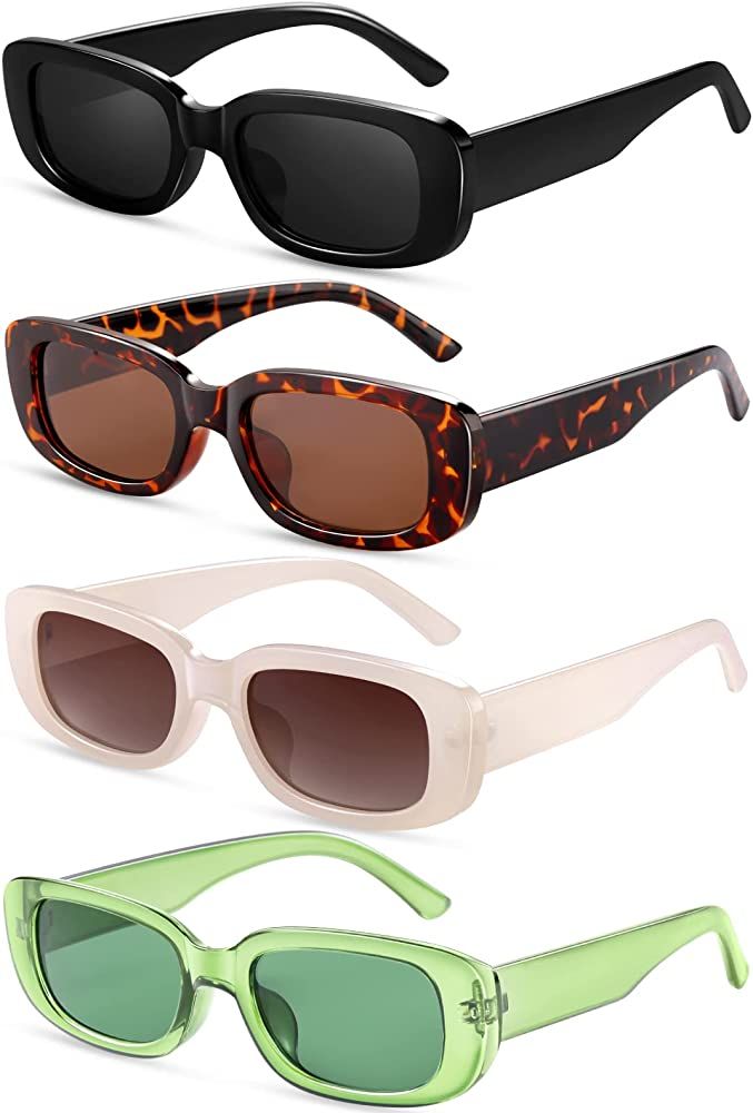 Sunglasses Womens Retro Rectangle Trendy Sunglasses Vintage 90s Sunglasses Y2K Cute Frame Glasses fo | Amazon (US)