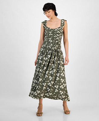 And Now This Women's Flutter-Sleeve Smocked Midi Dress, Exclusively at Macy's - Macy's | Macy's