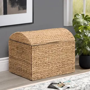 Rectangular Water Hyacinth Wicker Storage Trunk with Iron Wire Frame with Arch Lid, 24.4 by 16.5 ... | Etsy (Global)