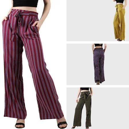 Women's Fashion Palazzo Pants with Stripe Pattern | Walmart (US)