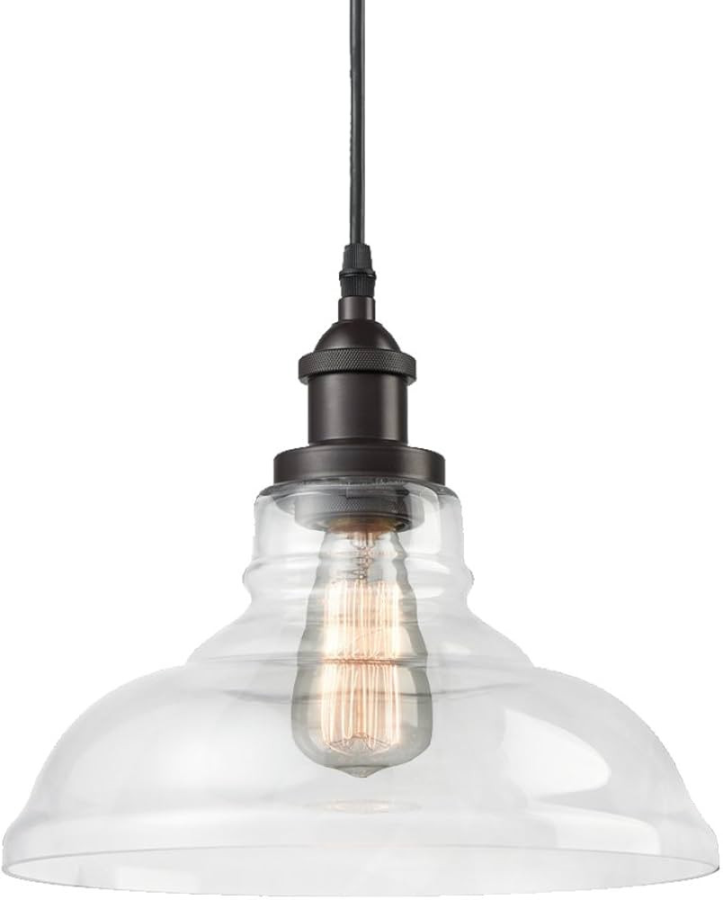 CLAXY Ecopower Industrial Vintage Style 1-Light Pendant Glass Hanging Light Kitchen Island Dining... | Amazon (US)