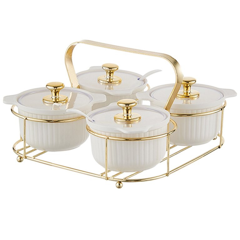 Iron frame separated seasoning box ivory white [gold gold-plated iron frame] Seasoning Pots Salt ... | Walmart (US)