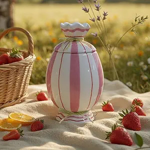 Cute Storage Jars with Airtight Lid, Funny Candy Shape Ceramic Food Container, Cookie Canister fo... | Amazon (US)