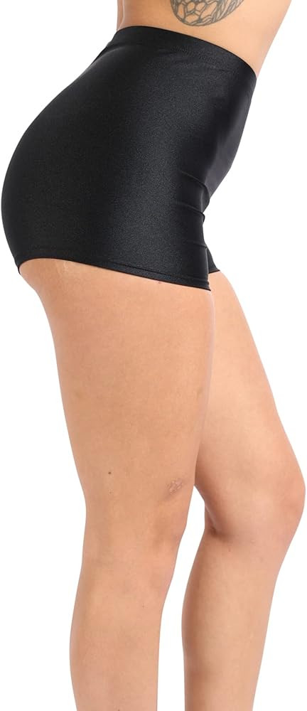 TOO HOT FASHIONS Women's Sexy Comfy Nylon Shiny High Waist Shorts Dance Running Disco Rave Club W... | Amazon (US)